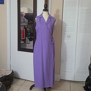 Vintage 80's Purple/Lavender 100% Linen wrap dress - Jennifer Moore brand-Size 6